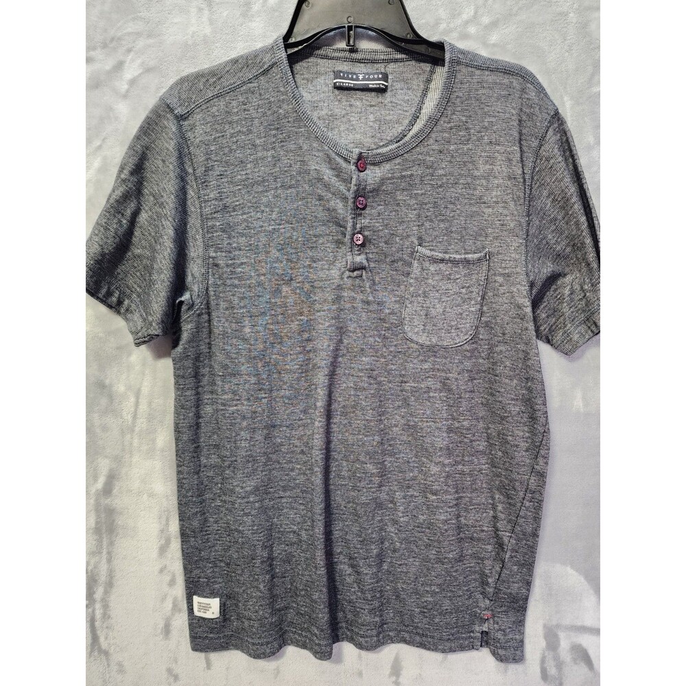 Five Four Mens Henley T Shirt XL Grey Heathered Short Sleeve Classic Soft